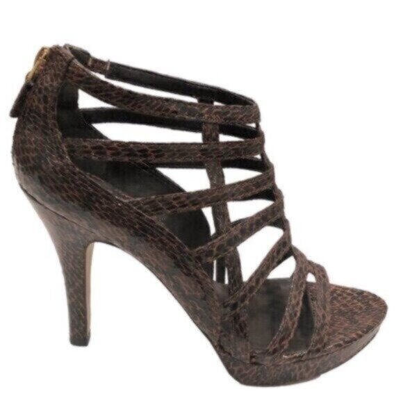 Franco Sarto Brown Leopard Print Strappy Gladiator Sexy Stiletto Dressy Heels 9 - Picture 4 of 10